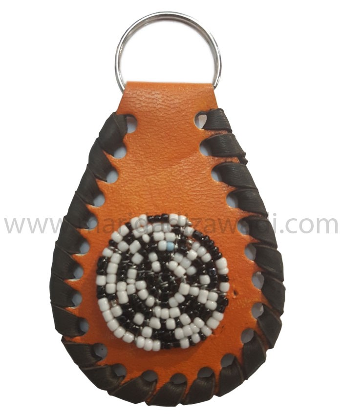 Leather Key Ring with Masai Beads