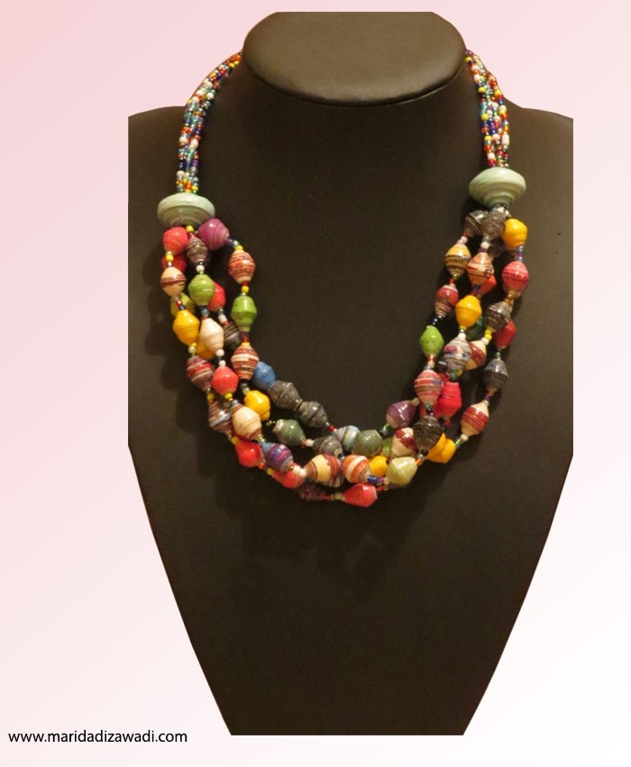 Paper Necklace Twisted with Multi Colour